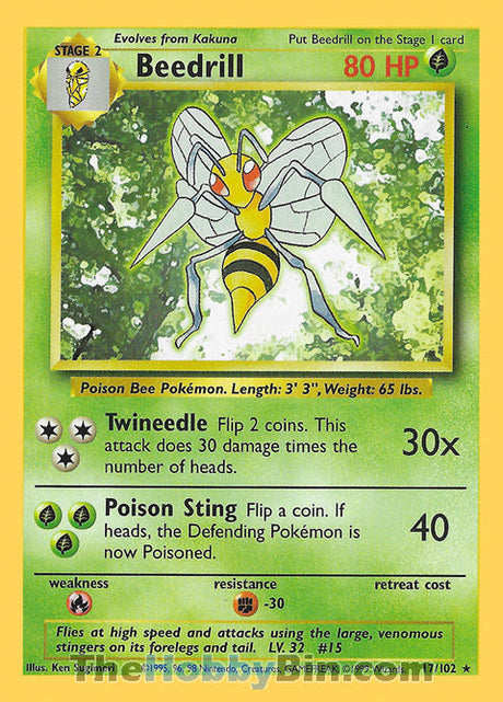 Beedrill Base Set Unlimited  Rare #17/102