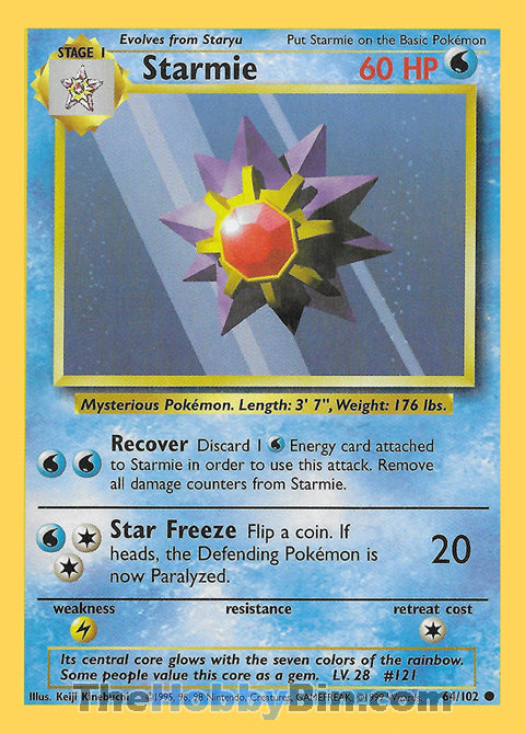 Starmie Base Set Unlimited Common #64/102