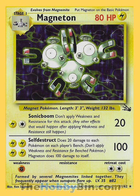 Magneton Fossil Unlimited Holo Rare #11/62