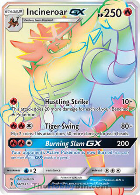 Incineroar GX Guardians Rising Secret Rare #147/145