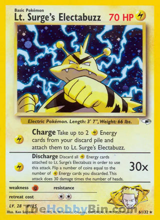 Lt. Surge's Electabuzz Gym Heroes Holo Rare #6/132