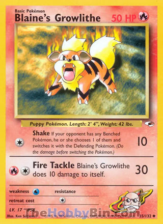 Blaine's Growlithe Gym Heroes Uncommon #35/132