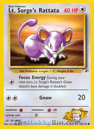 Lt. Surge's Rattata Gym Heroes Common #82/132