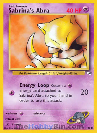 Sabrina's Abra Gym Heroes Common #91/132