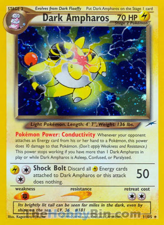 Dark Ampharos Neo Destiny Unlimited Holo Rare #1/105