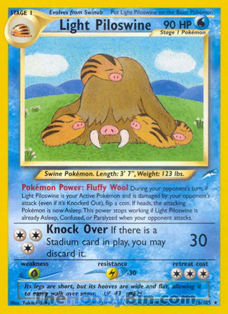 Light Piloswine Neo Destiny Unlimited Rare #26/105