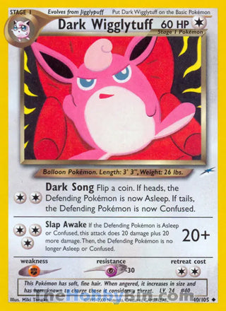 Dark Wigglytuff Neo Destiny Unlimited Uncommon #40/105