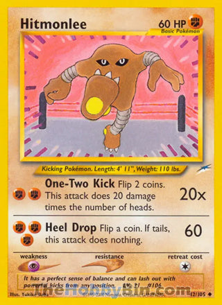 Hitmonlee Neo Destiny Unlimited Uncommon #42/105