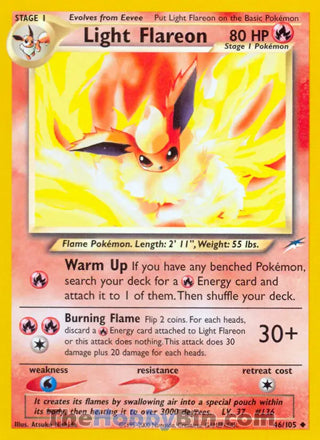 Light Flareon Neo Destiny Unlimited Uncommon #46/105
