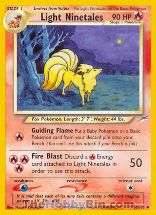 Light Ninetales Neo Destiny Unlimited Uncommon #50/105