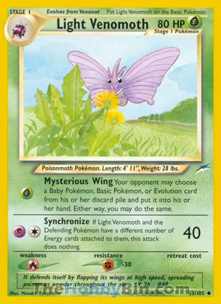 Light Venomoth Neo Destiny Unlimited Uncommon #53/105