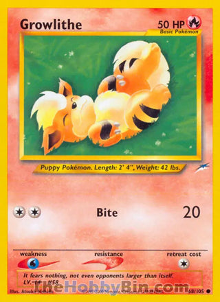 Growlithe Neo Destiny Unlimited Common #68/105
