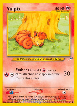 Vulpix Neo Destiny Unlimited Common #91/105