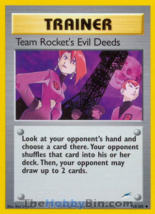 Team Rocket's Evil Deeds Neo Destiny Unlimited Uncommon #103/105