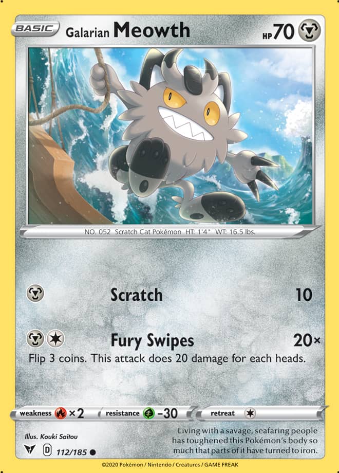 Pokemon Vivid Voltage Galarian Meowth #112