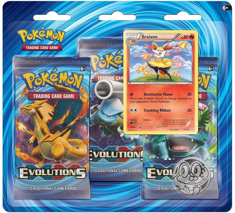 XY Evolutions 3 Pack Blister Braixen - Evolutions sealed product