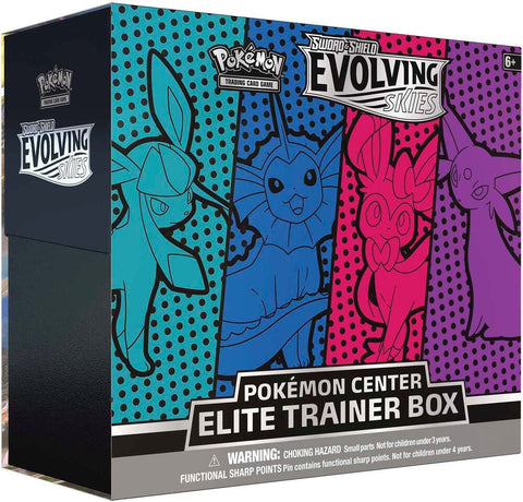 Evolving Skies Pokemon Center Elite Trainer Box Glaceon Vaporeon Sylveon Espeon Exclusive