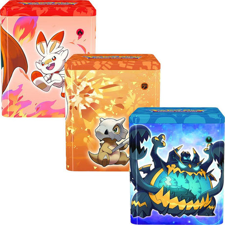 Pokemon Stacking Tins Fighting Fire Darkness Set of 3