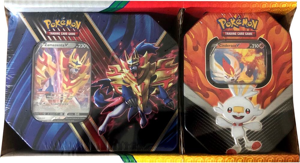 Legends of Galar Tin plus Galar Partners Tin 2 pack Zamazenta V Cinderace V Retail Exclusive