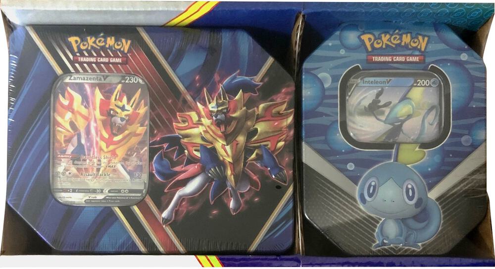 Legends of Galar Tin plus Galar Partners Tin 2 pack Zamazenta V Inteleon V Retail Exclusive