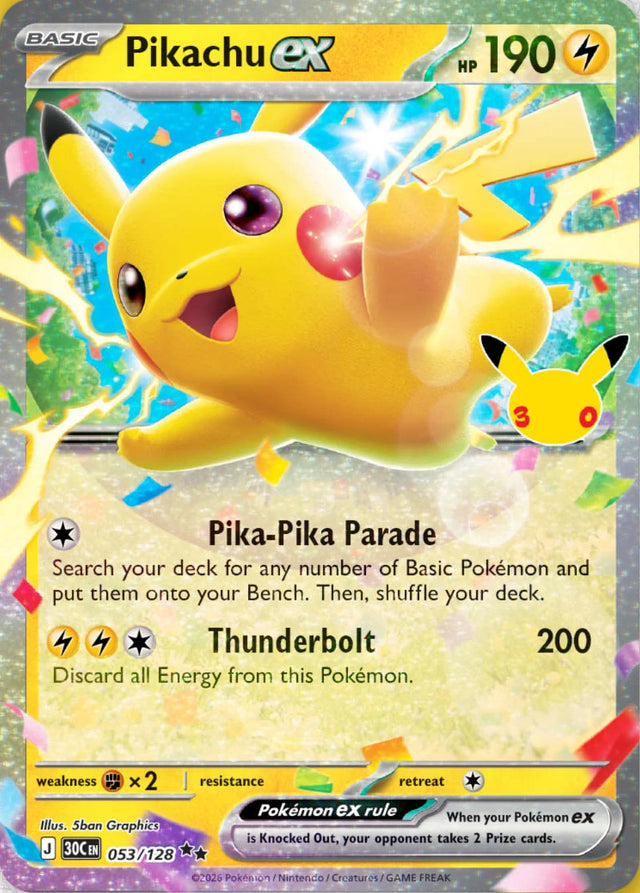 0053 Pikachu ex Double Rare 30th Celebration