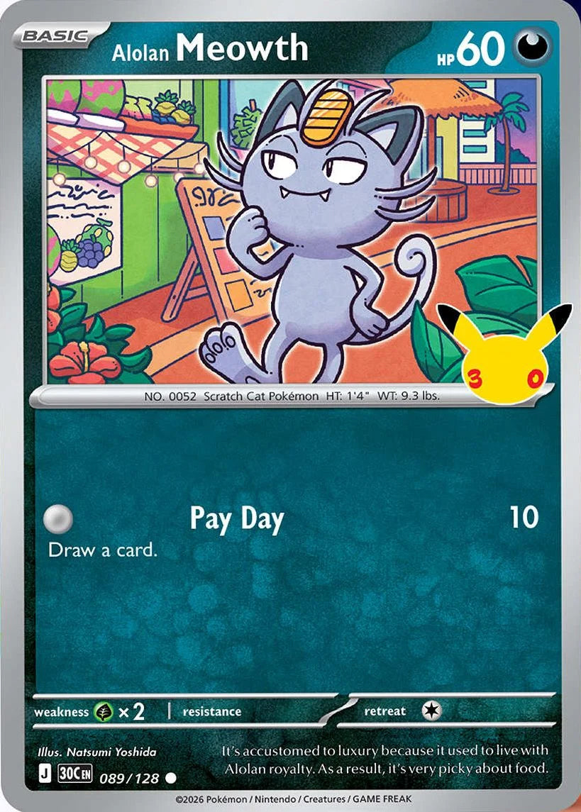 0089 Alolan Meowth Common 30th Celebration