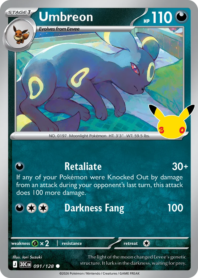 0091 Umbreon Common 30th Celebration