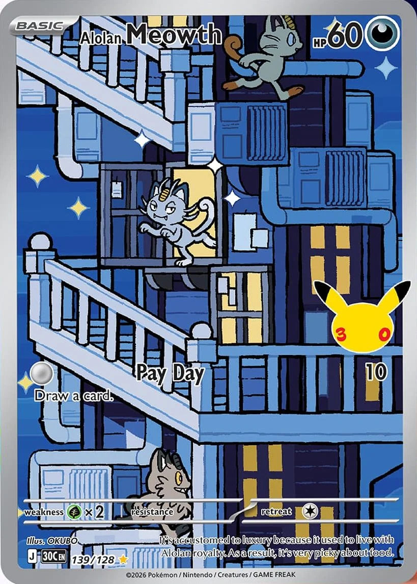 0139 Alolan Meowth Illustration Rare 30th Celebration