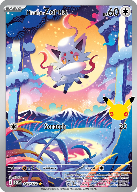 0145 Hisuian Zorua Illustration Rare 30th Celebration