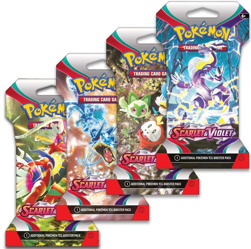 Scarlet and Violet Sleeved Booster Pack Art Bundle Set of 4