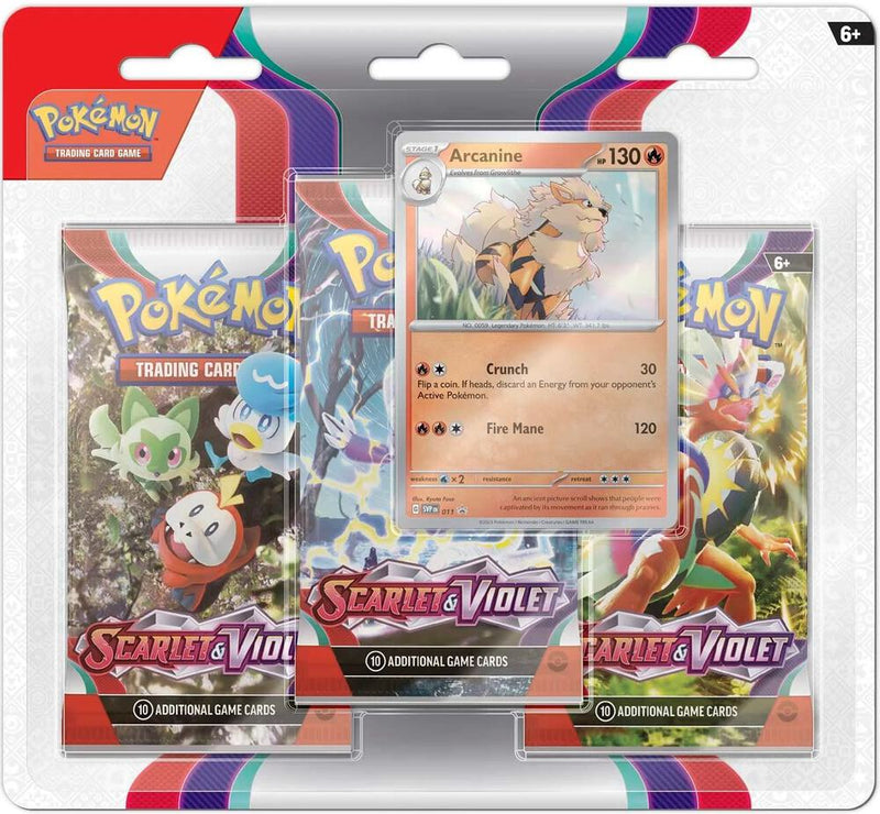 Scarlet and Violet 3 Pack Blister Arcanine - Scarlet & Violet Base Set sealed product