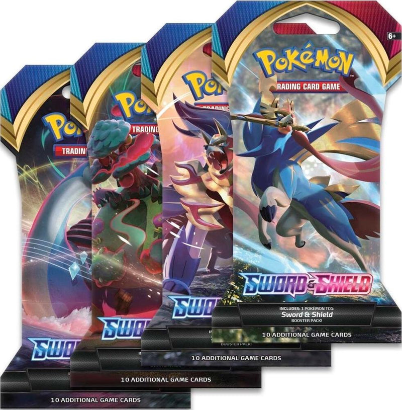 Sword And Shield Base Set Sleeved Booster Pack Art Bundle Set of 4 - Sword & Shield Base Set sealed product