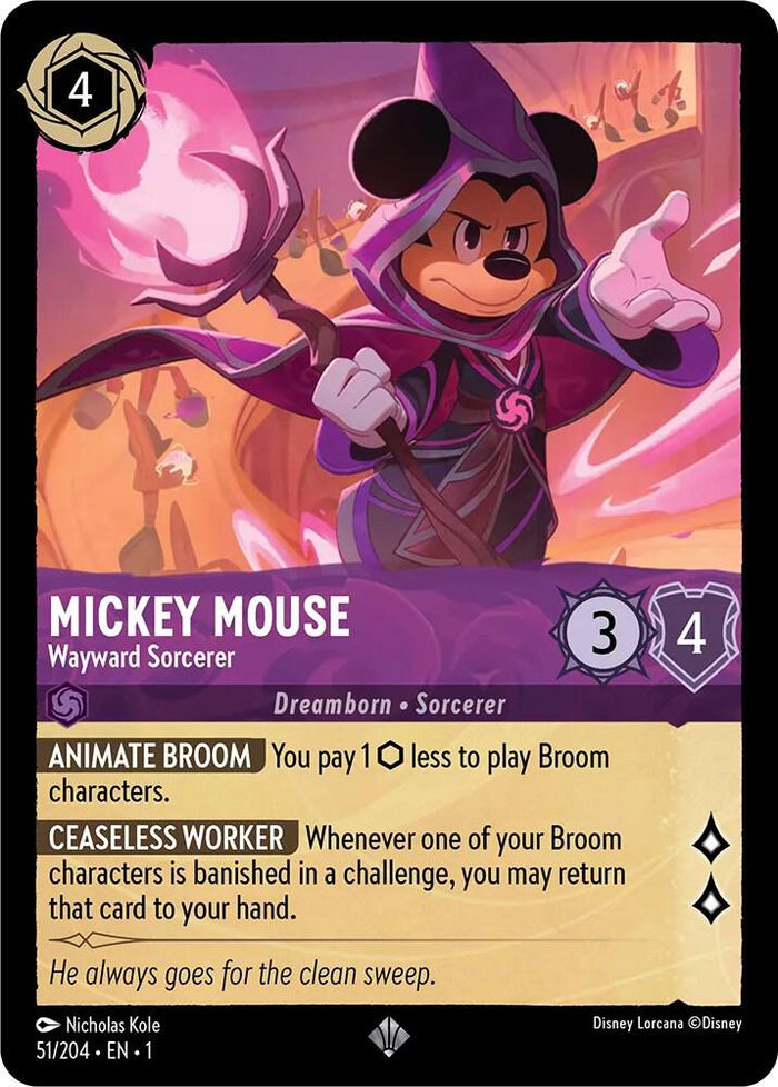 Mickey Mouse - Wayward Sorcerer #51 Super Rare - The First Chapter Pokemon card