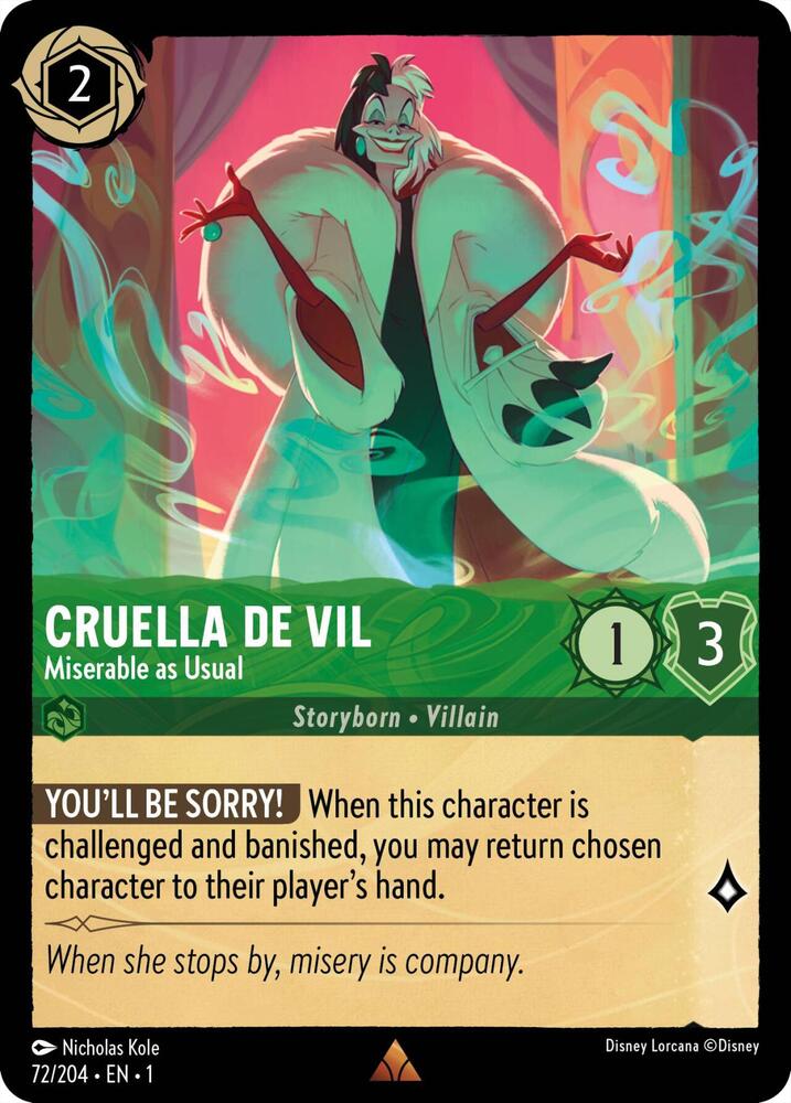 0072 Cruella De Vil - Miserable as Usual Rare The First Chapter