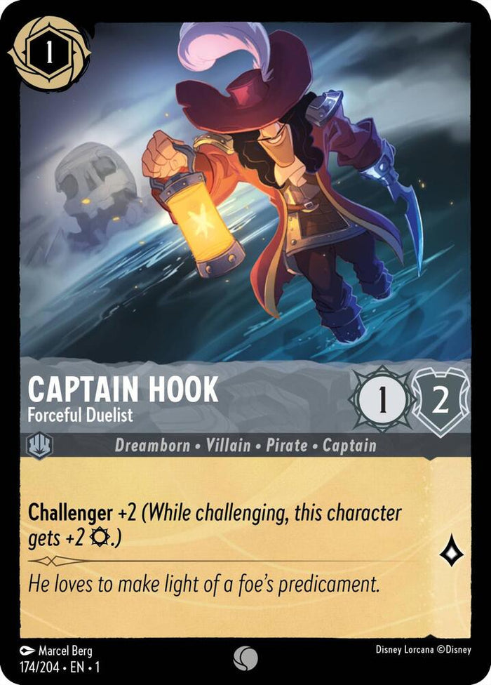 Captain Hook - Forceful Duelist #174 Common - The First Chapter Pokemon card