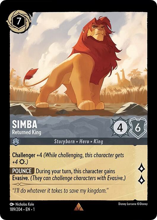 Simba - Returned King #189 Rare - The First Chapter Pokemon card