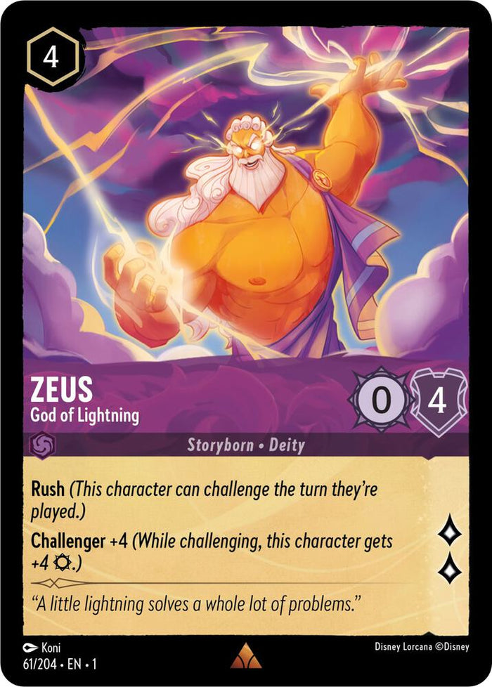 Zeus - God of Lightning #61 Rare - The First Chapter Pokemon card