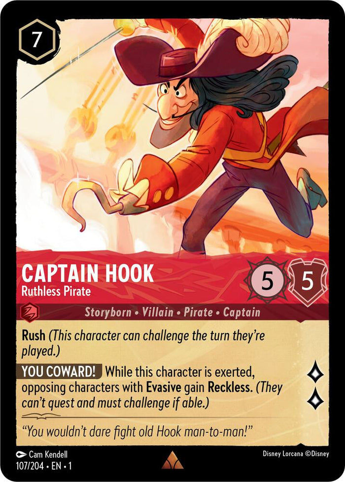 Captain Hook - Ruthless Pirate #107 Rare - The First Chapter Pokemon card