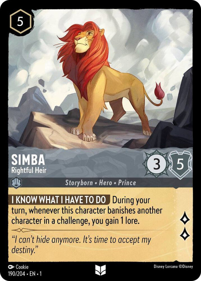 Simba - Rightful Heir #190 Uncommon - The First Chapter Pokemon card