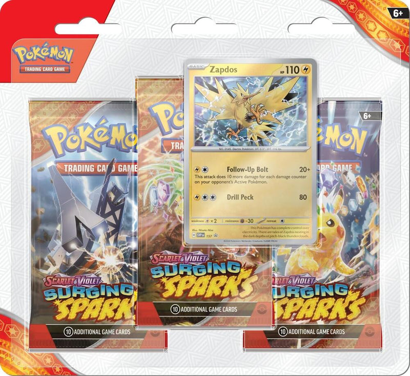 Surging Sparks 3 Pack Blisters Zapdos - Surging Sparks sealed product