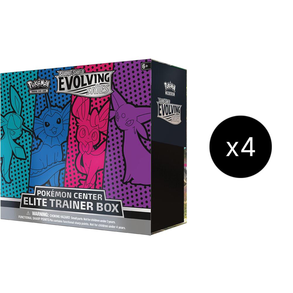 Evolving Skies Pokemon Center Elite Trainer Box Case Glaceon Vaporeon Sylveon Espeon Exclusive