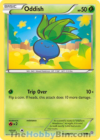 Oddish #1/98 Common - Ancient Origins Pokemon card
