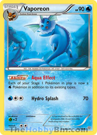 Vaporeon #22/98 Uncommon - Ancient Origins Pokemon card