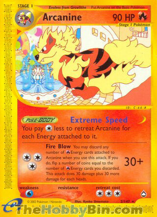 0002 Arcanine Rare Aquapolis