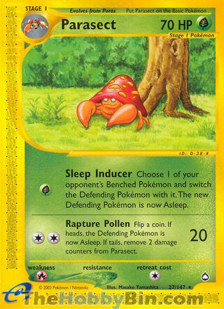 0027 Parasect Rare Aquapolis