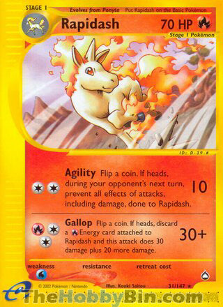 Rapidash Aquapolis Rare #31/147