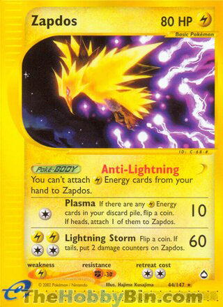 0044 Zapdos Rare Aquapolis