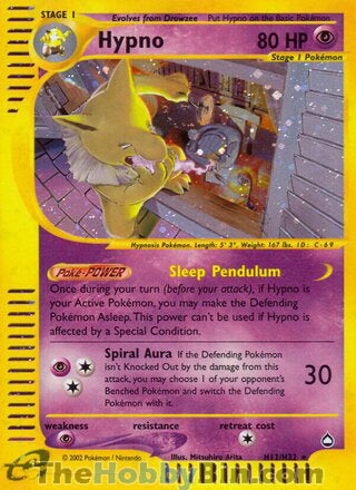 Hypno Aquapolis Holo Rare #H12/H32