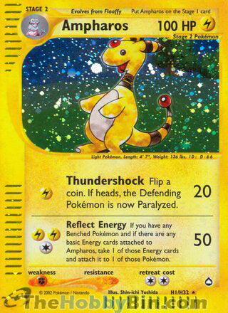 0000H001 Ampharos Holo Rare Aquapolis