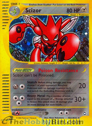 0000H021 Scizor Holo Rare Aquapolis